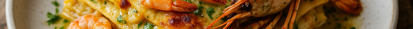 Lasagnes aux crevettes et langoustines au beurre à l’ail