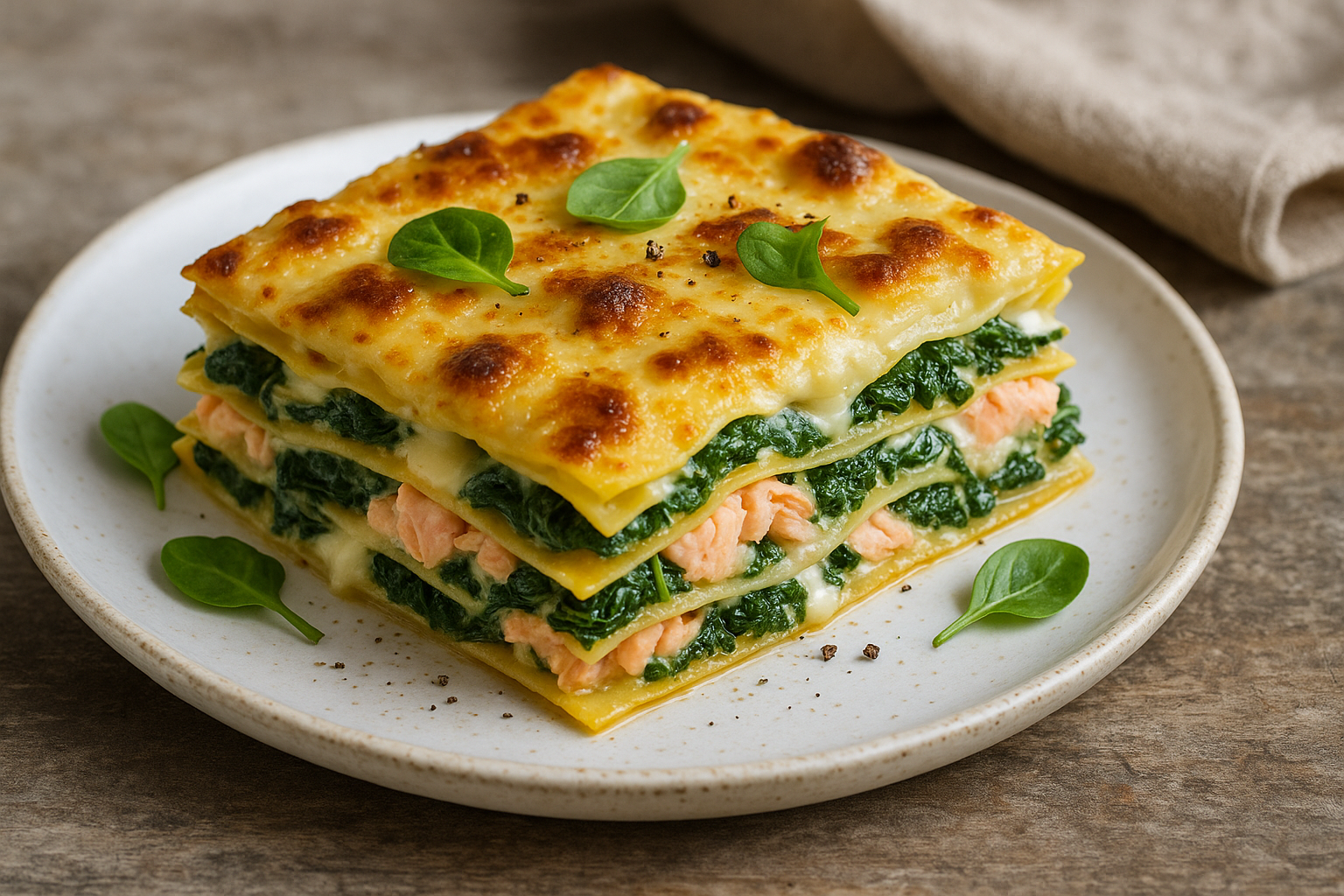 Lasagnes au saumon et aux épinards (pour 4 personnes)