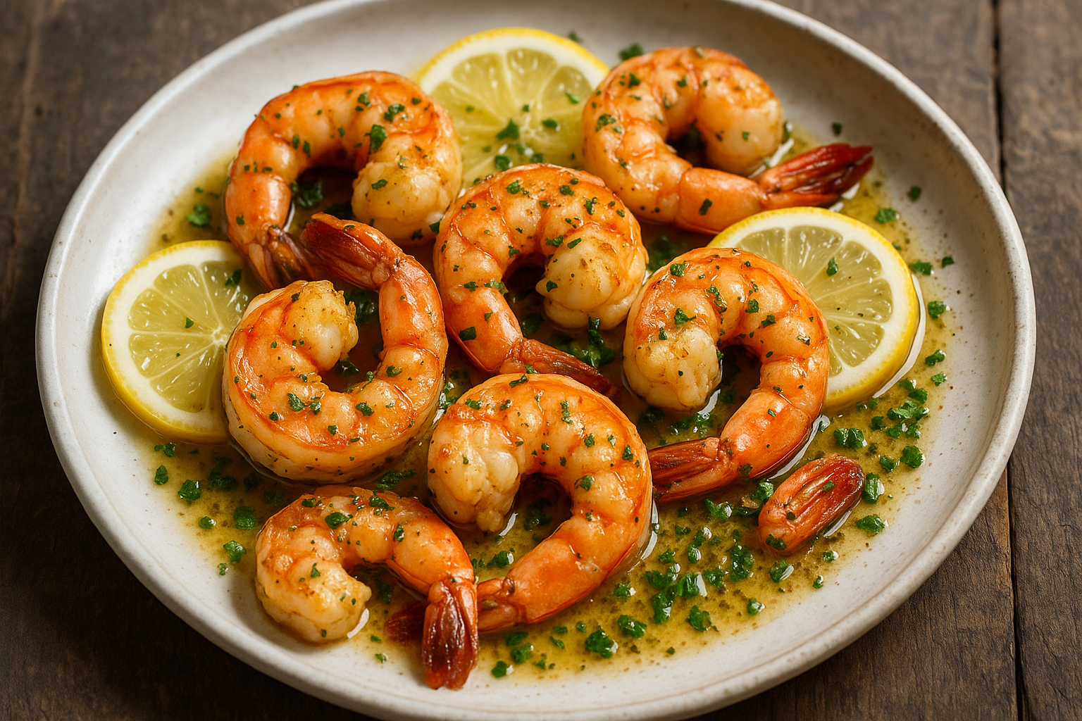 Poêlée de crevettes au beurre à l'ail et au citron