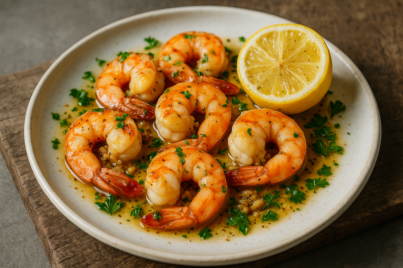 Crevettes sautées à l’ail et au citron