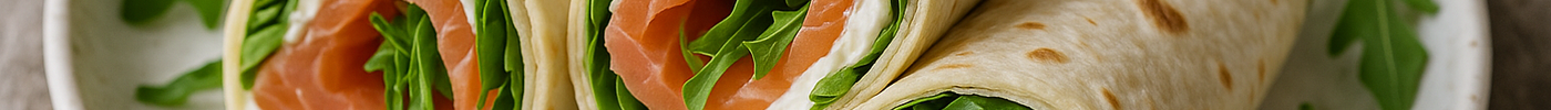 Wraps au fromage frais, saumon et roquette