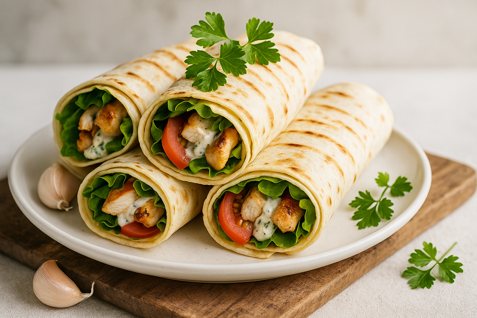 Wraps au poulet et à l'ail