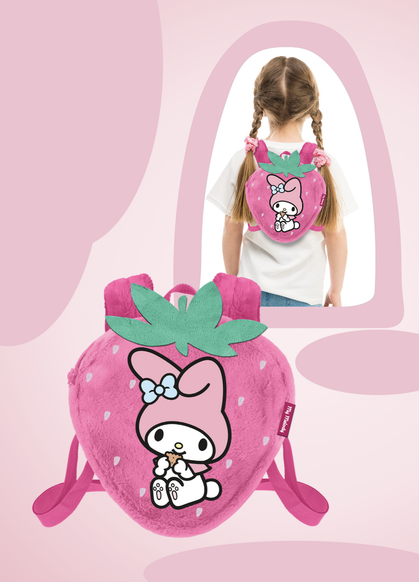 MY MELODY - Fraise - Mini Sac à Dos Fourrure '25x22x12cm'