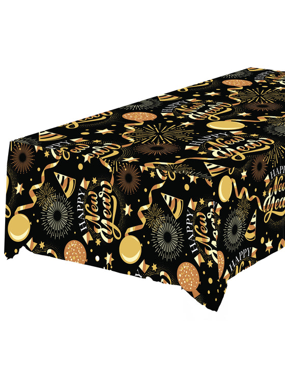 Nappe Happy new year noir et or 1.37 x 2.74 m