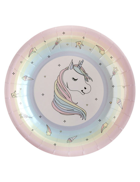 10 Assiettes carton licorne 22,5 cm
