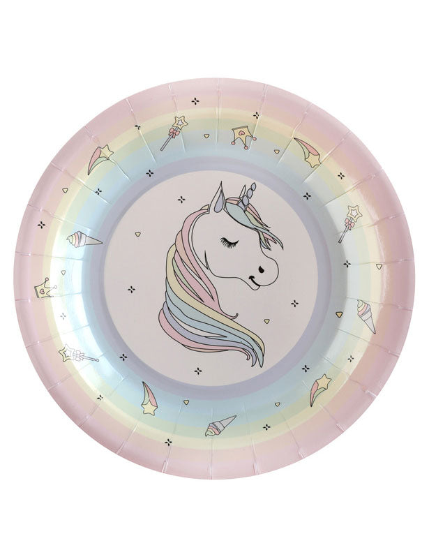 10 Assiettes carton licorne 22,5 cm