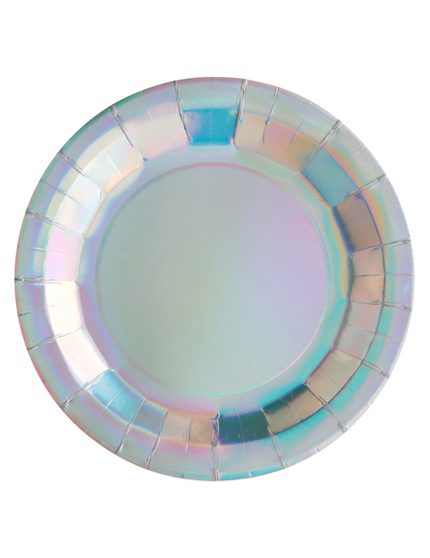 10 Assiettes en carton iridescentes 22,5 cm