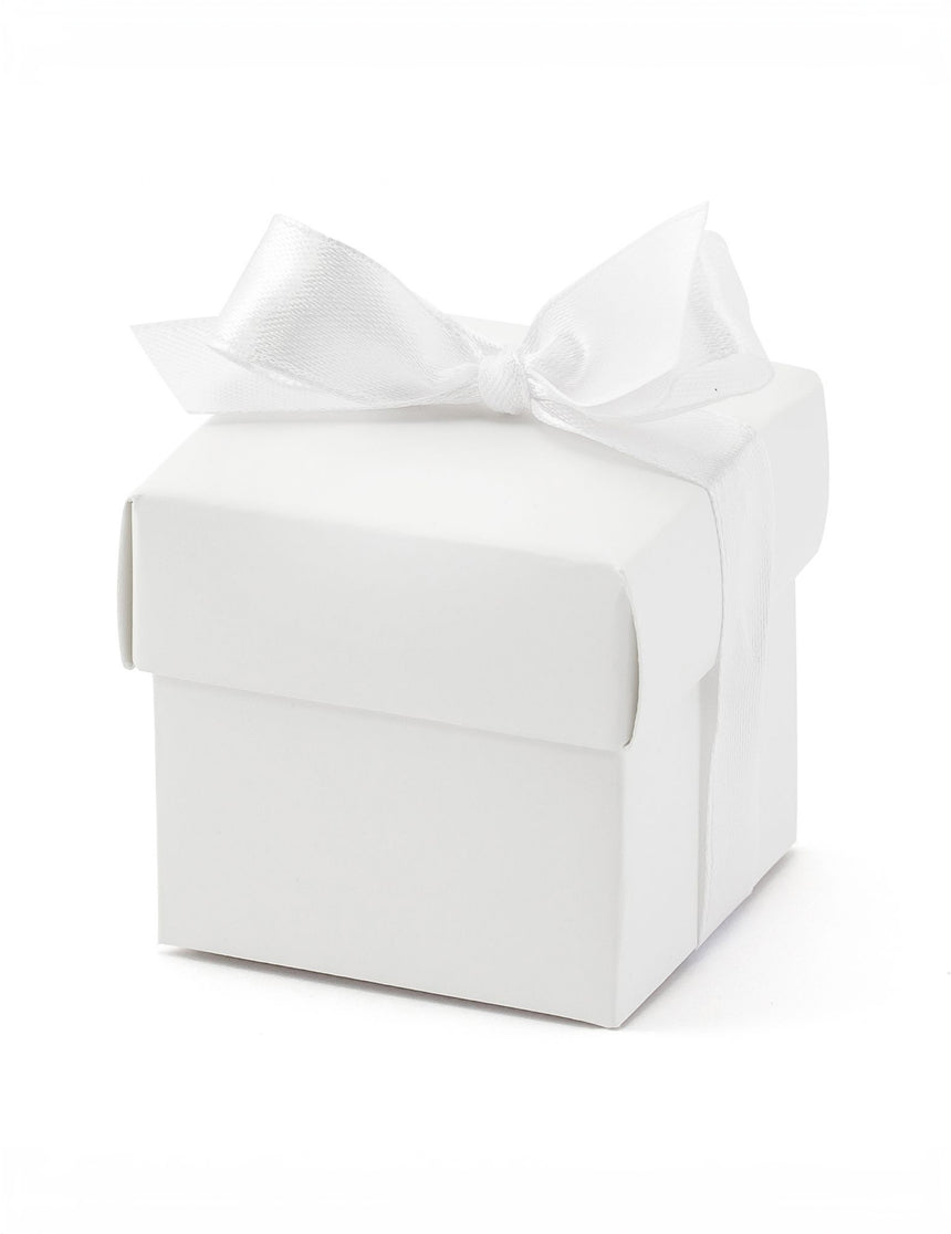 10 boîtes en carton blanches avec ruban 5,2 x 5,2 cm pour mariage