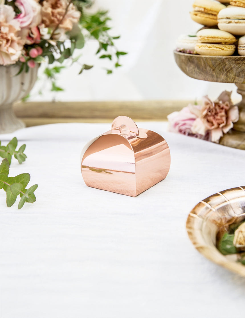 10 boîtes en carton rose gold métallisées à dragées 6 x 5,5 cm