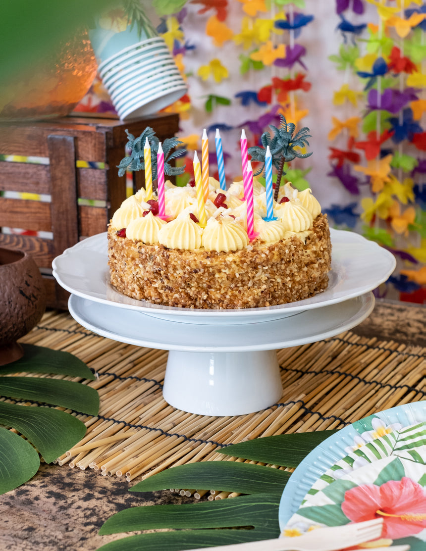 10 bougies anniversaire colorées avec bobèches 6 cm et supports