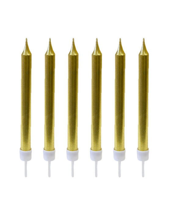 10 Bougies d'anniversaire dorée métallisées 7 cm