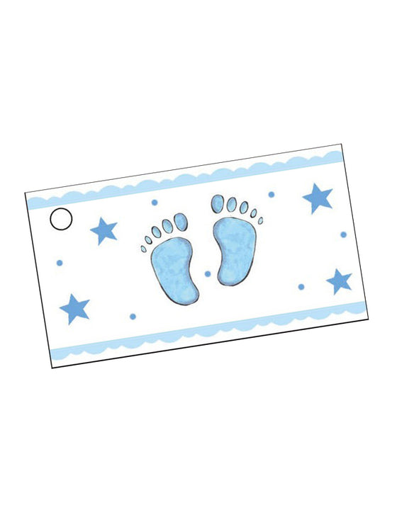 10 Étiquettes en papier pieds bleus 9 x 2,5 cm