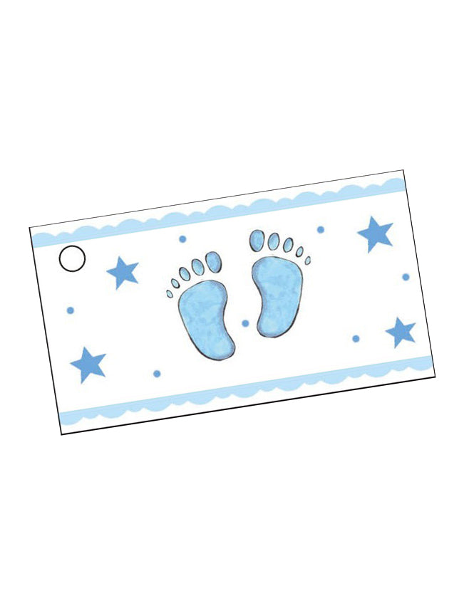 10 Étiquettes en papier pieds bleus 9 x 2,5 cm