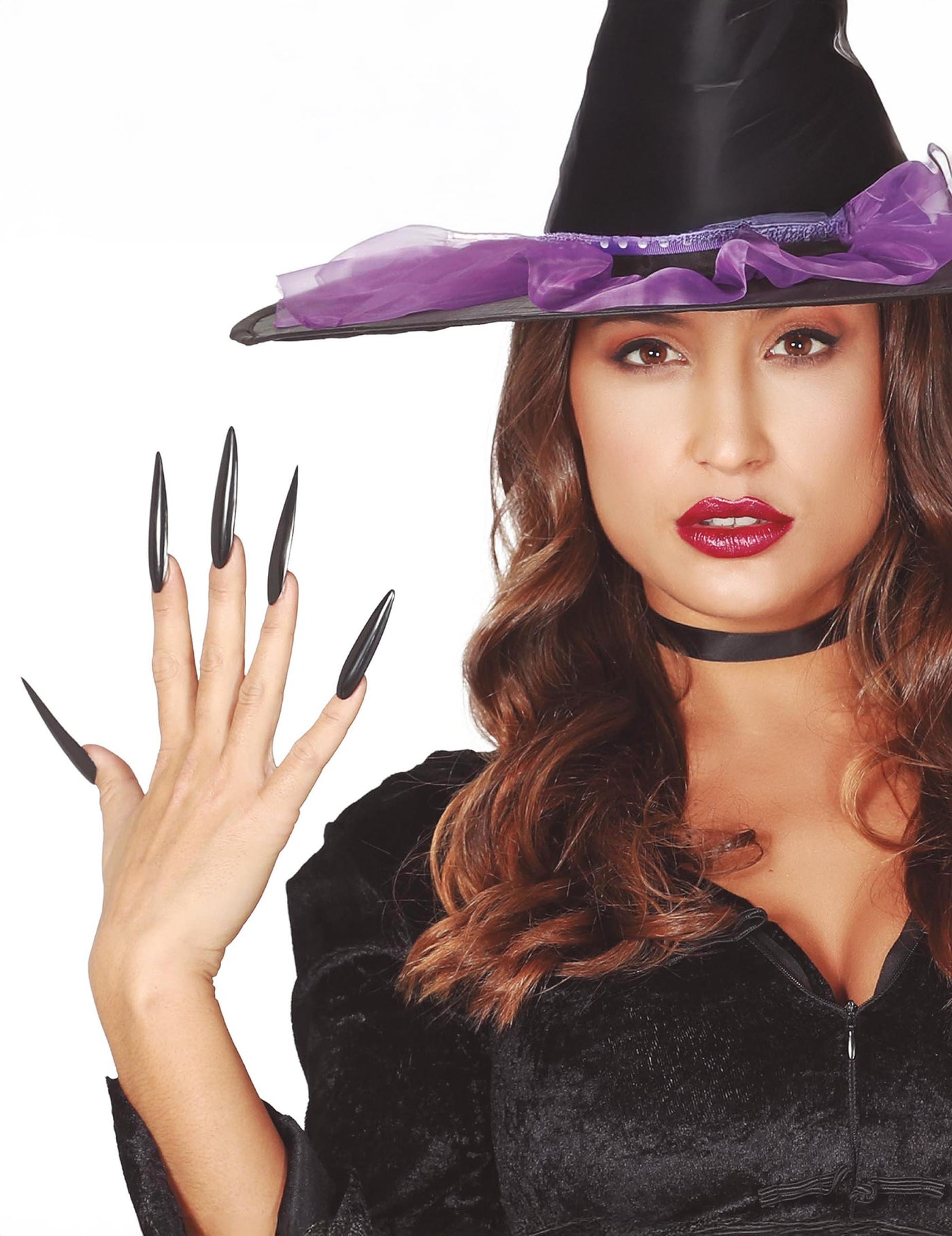 10 Faux ongles noirs adulte Halloween