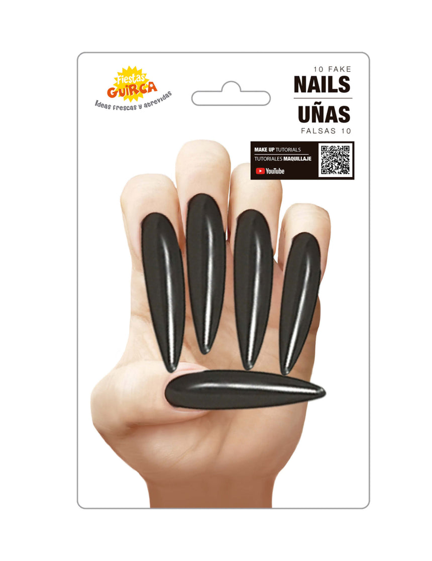 10 Faux ongles noirs adulte Halloween