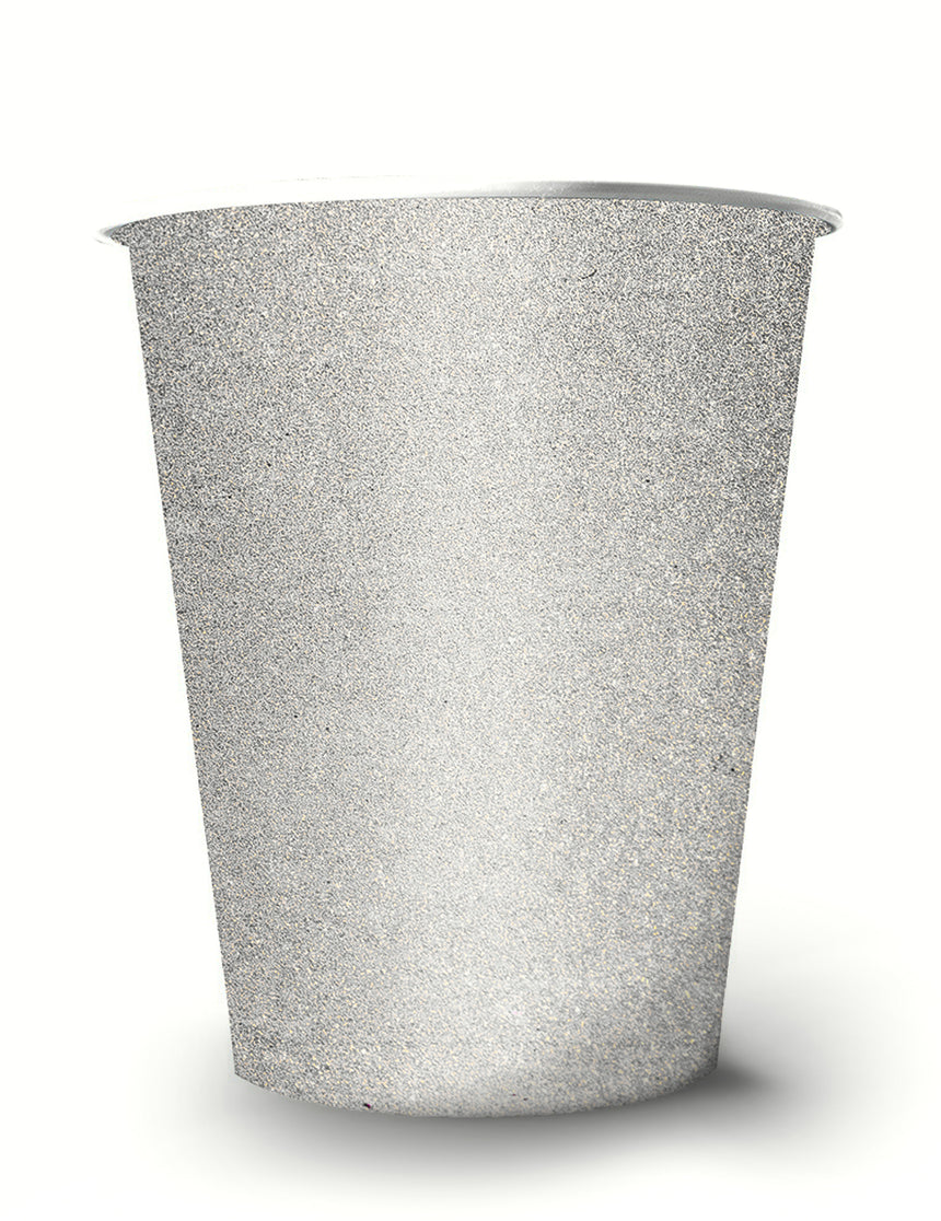 10 Gobelets américains scintillants carton recyclable argent 53 cl