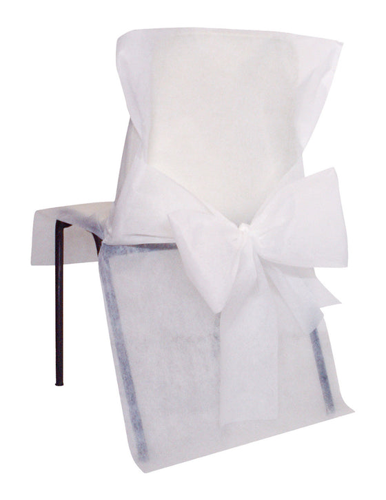 10 housses de chaise premium blanches 50 x 95 cm en intissé à n?uds