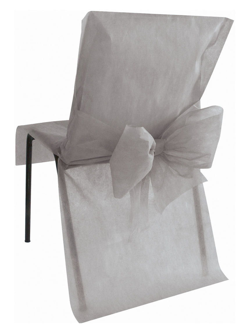 10 housses de chaise premium grises 50 x 95 cm en intissé