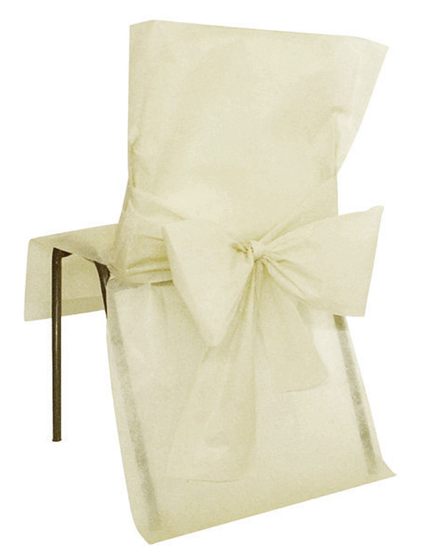 10 Housses de chaise premium ivoire 50 x 95 cm avec n?uds