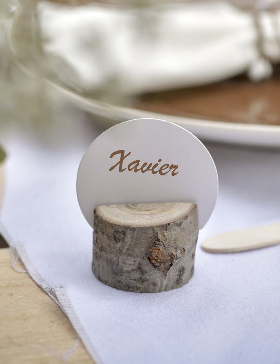 10 marque-places ronds en carton blancs 4,7 cm pour mariage