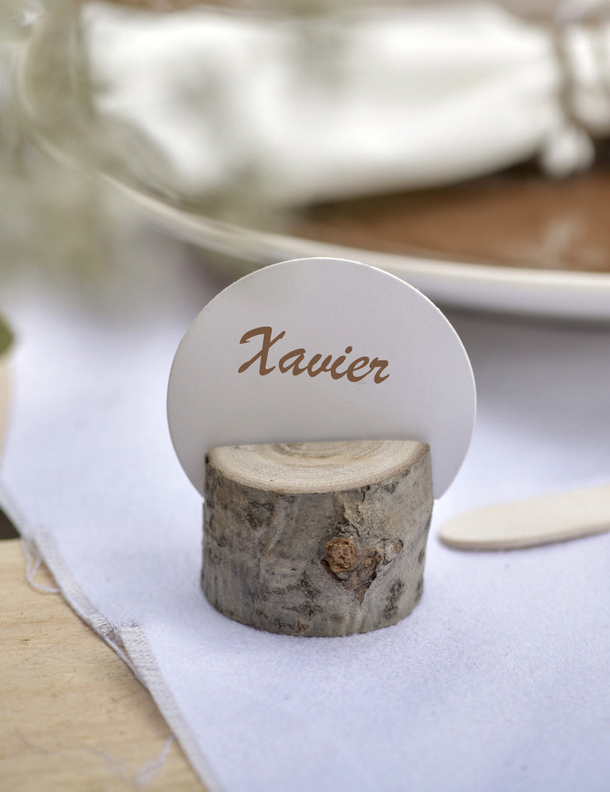 10 marque-places ronds en carton blancs 4,7 cm pour mariage