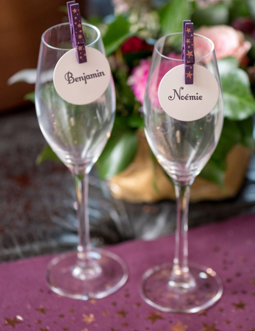 10 marque-places ronds en carton blancs 4,7 cm pour mariage
