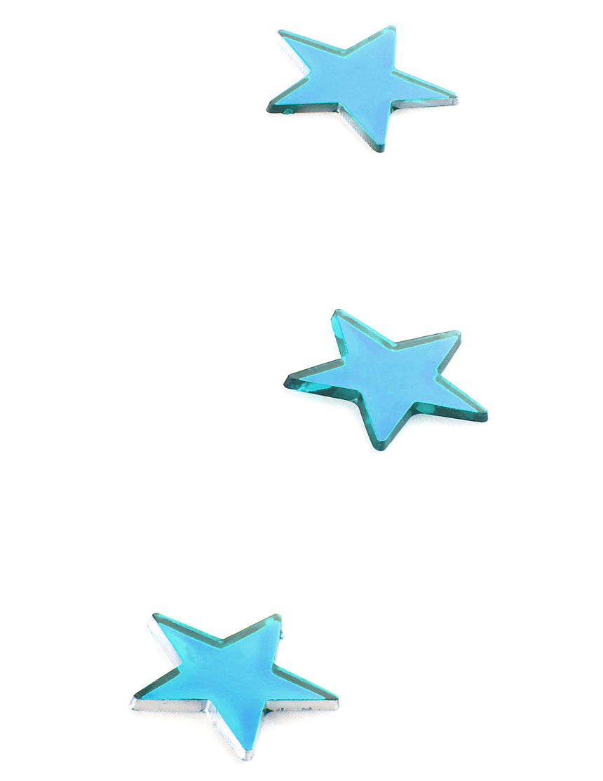 10 mini miroirs étoiles turquoise 3 x 3 cm de table