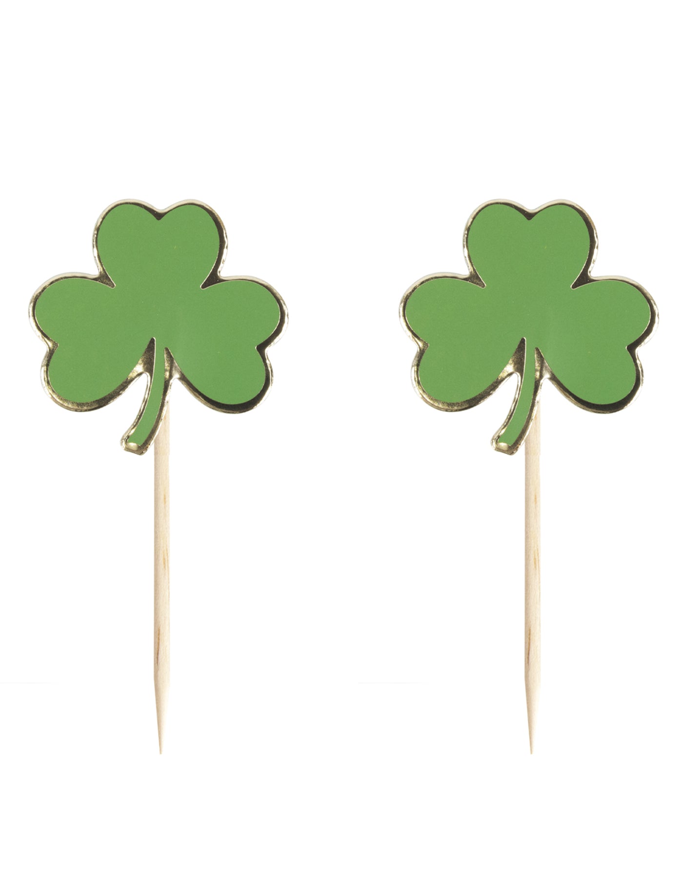 10 Pics en bois trèfle Saint Patrick 8 x 5 cm