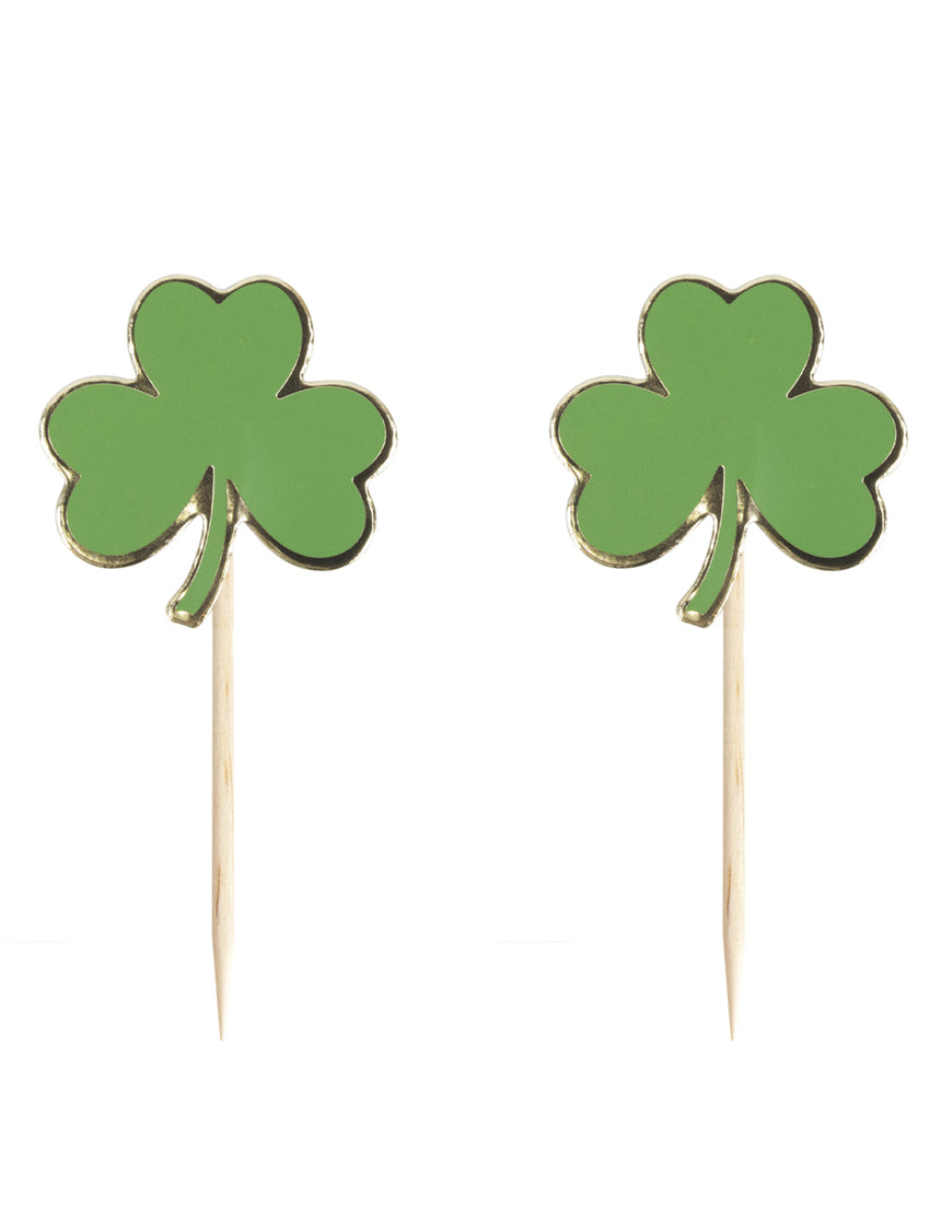10 Pics en bois trèfle Saint Patrick 8 x 5 cm