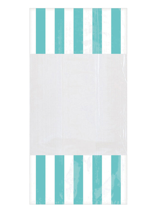 10 sachets en plastique rayés menthe 25 x 13 cm avec fenêtre