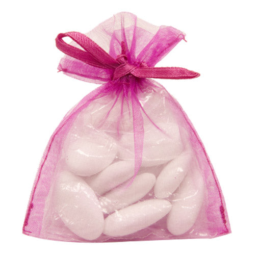 10 sachets organza fuchsia 10 x 8 cm pour dragées