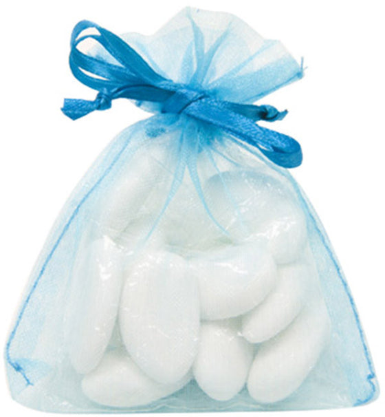 10 sachets en organza turquoise 10 x 8 cm pour dragées