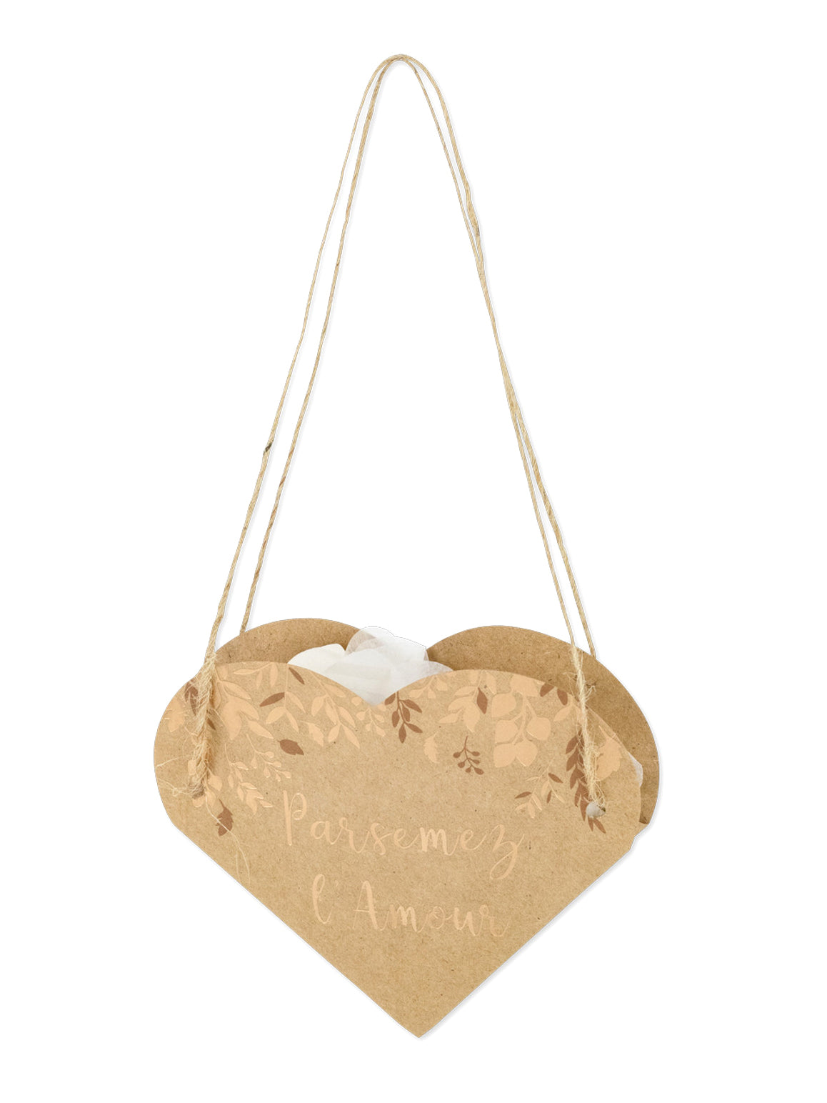 10 sacs coeur végétal parsemez l'amour kraft et bronze pour mariage