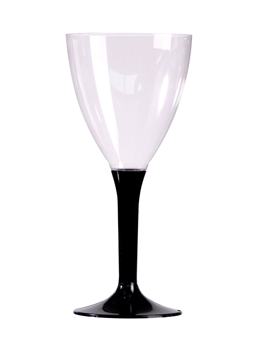 10 Verres a vin pied noir en plastique