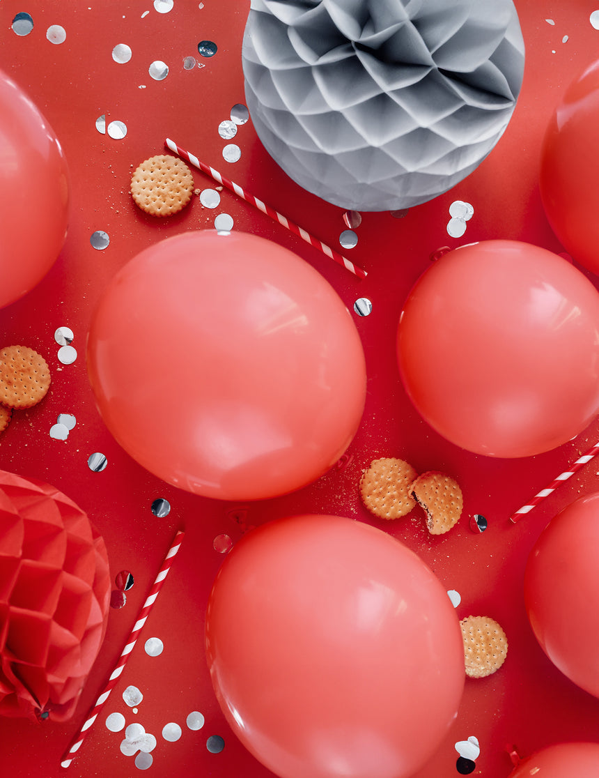 100 ballons en latex pastel rouge 26 cm en caoutchouc naturel
