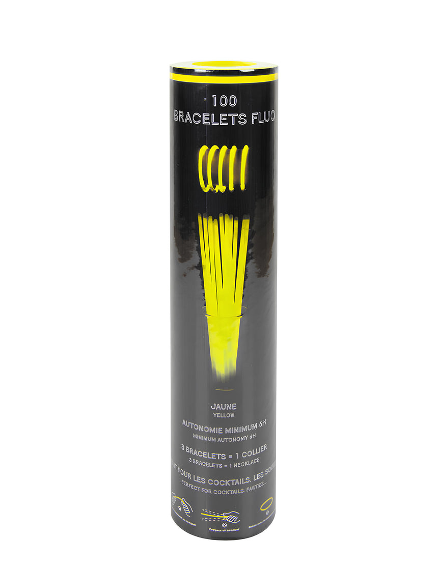 100 bracelets phosphorescent jaunes