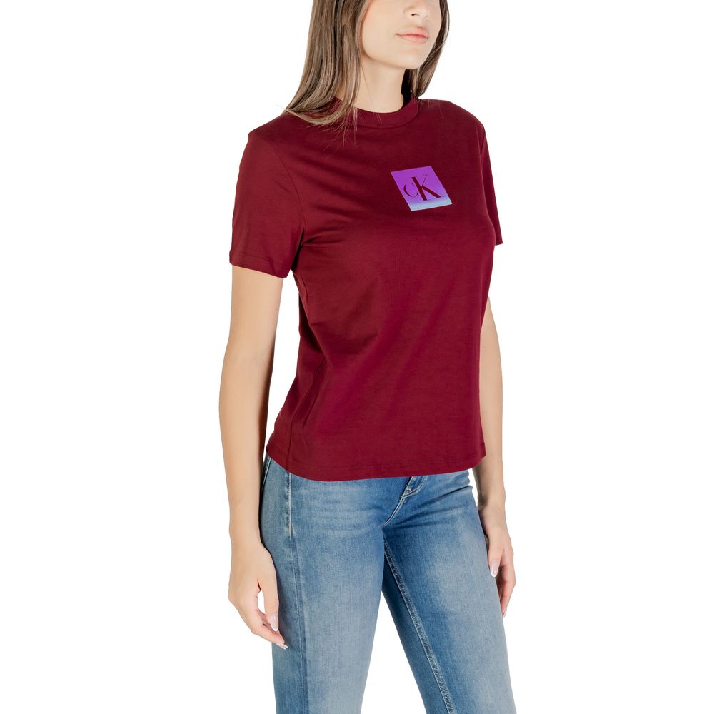 Calvin Klein Jeans T-shirt bordeaux en coton pour femme