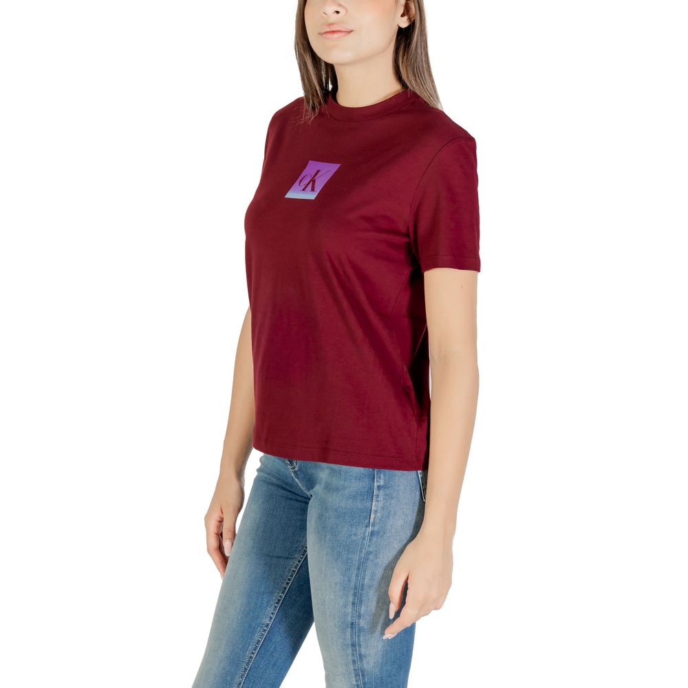 Calvin Klein Jeans T-shirt bordeaux en coton pour femme