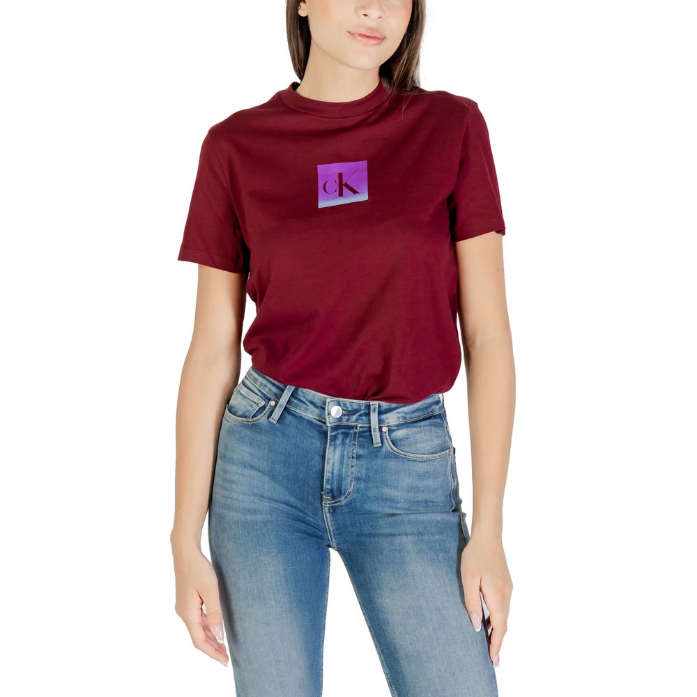Calvin Klein Jeans T-shirt bordeaux en coton pour femme