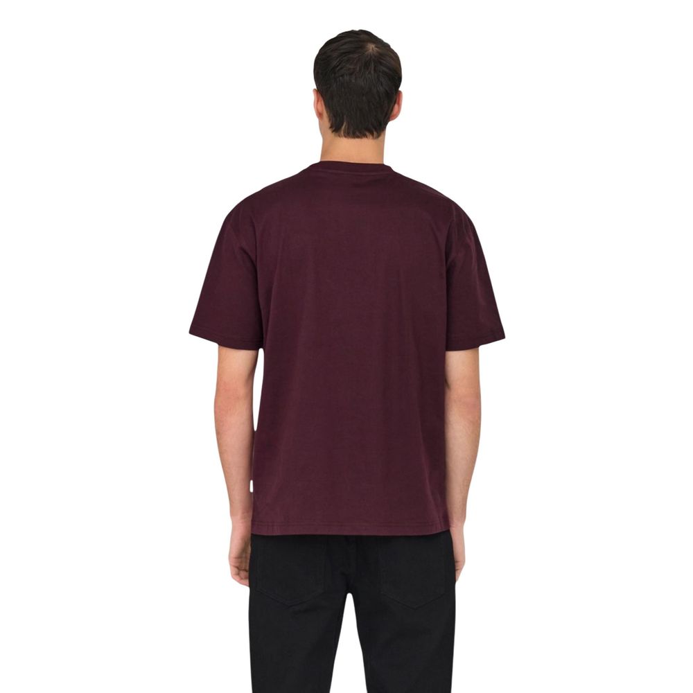 Only & Sons T-shirt bordeaux en coton bio homme
