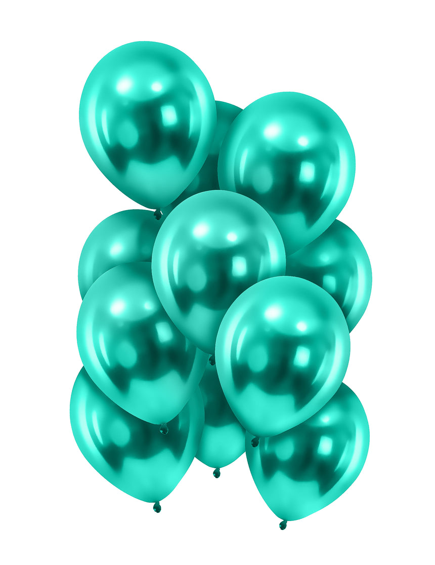 12 Ballons métallisés verts foncés 28 cm