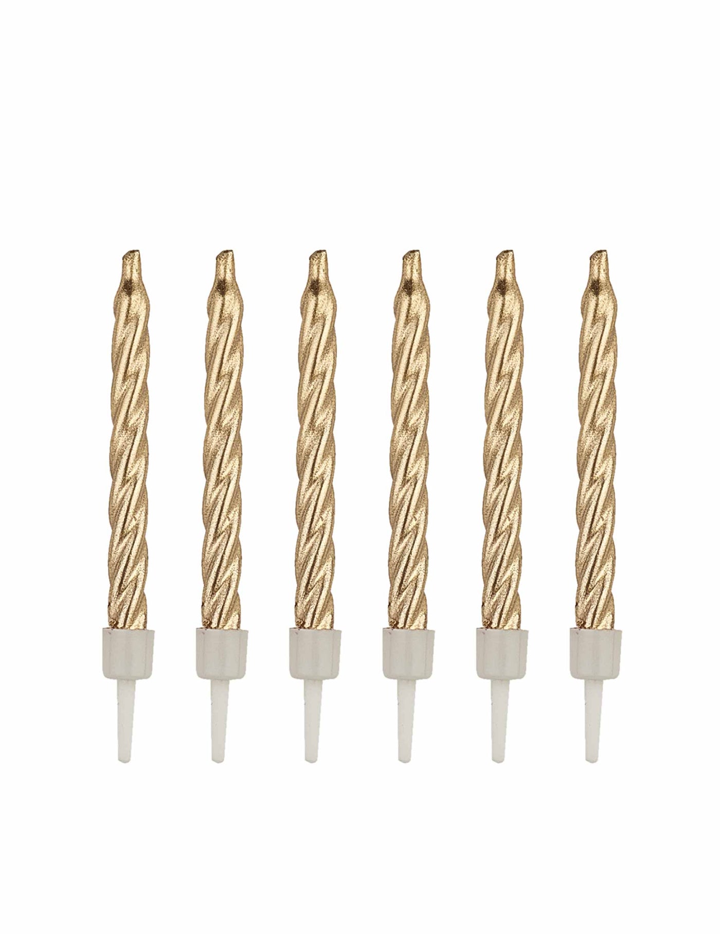 12 bougies dorées 7,5 cm avec bobèches