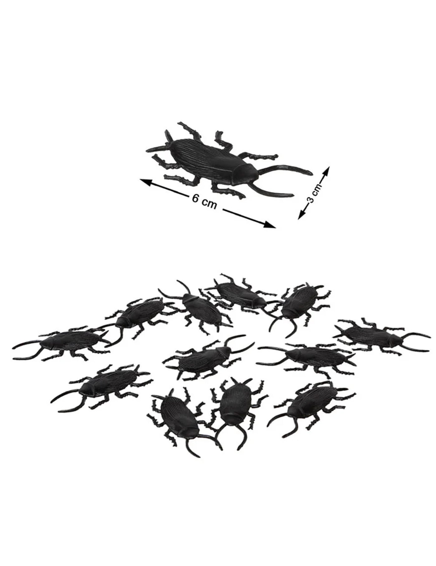12 Cafards noirs 6 cm Halloween