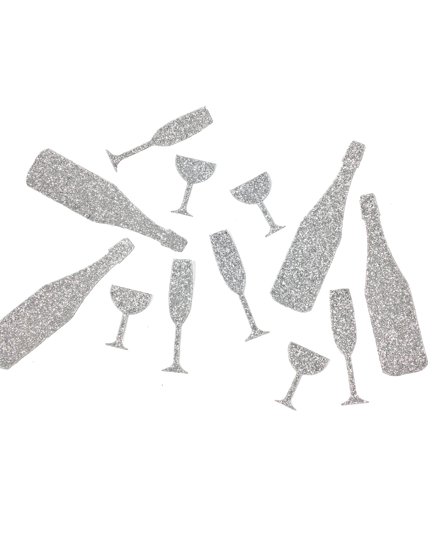 12 confettis de table champagne argentés 10 g coupes et flûtes