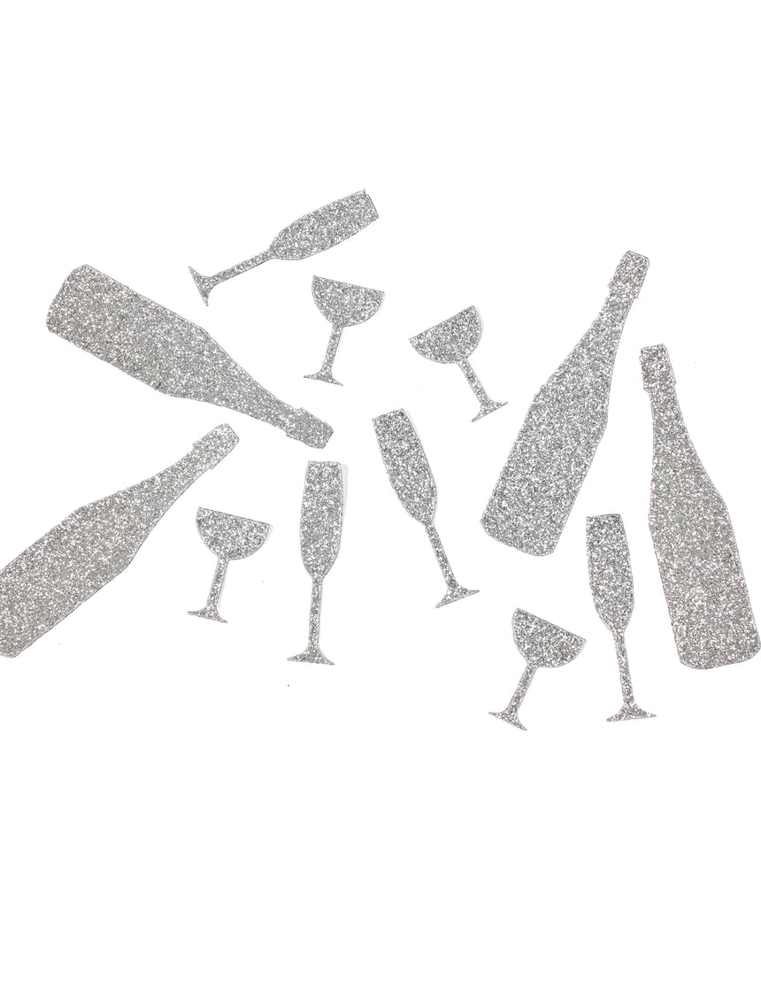 12 confettis de table champagne argentés 10 g coupes et flûtes