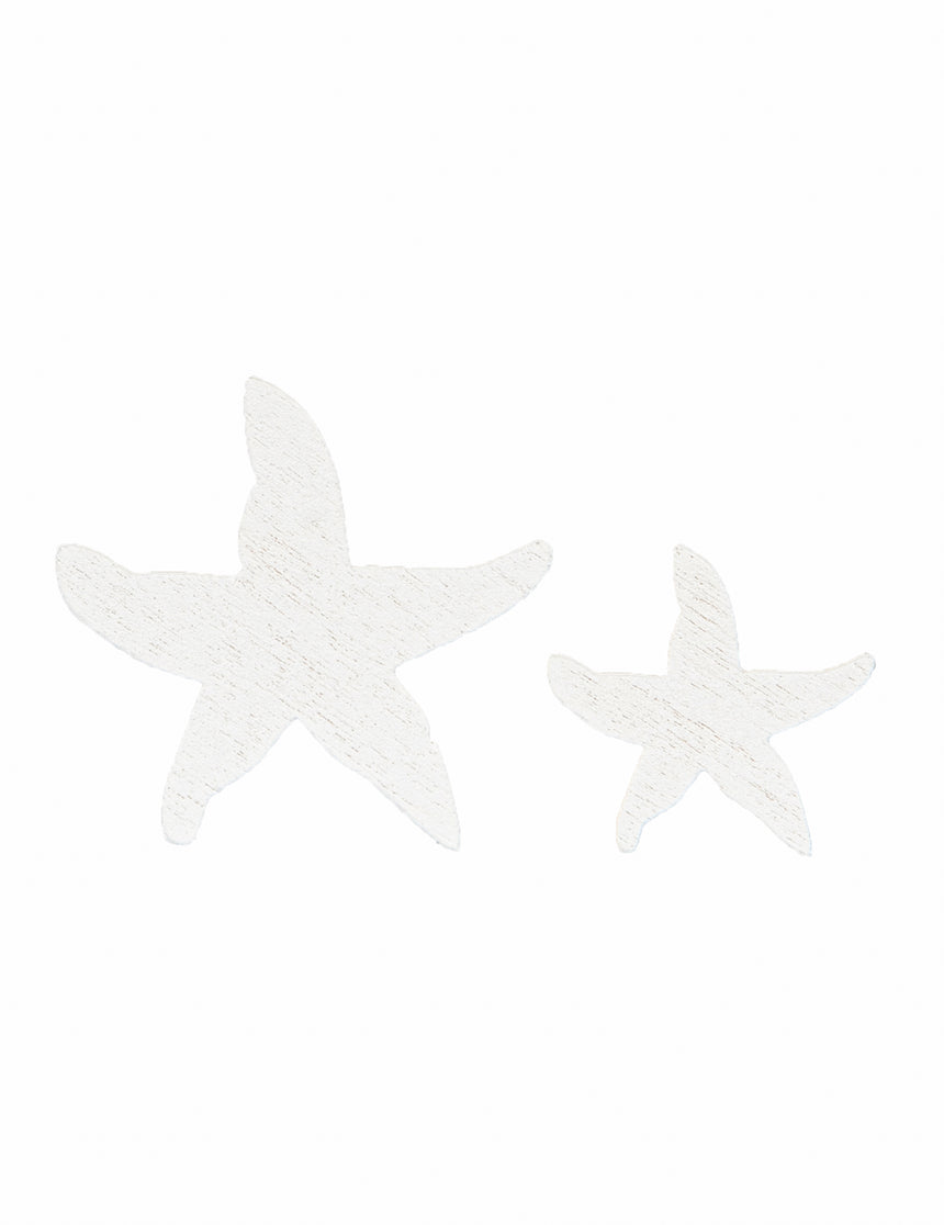 12 confettis en bois étoiles de mer blanches 3 et 2 cm thème marin