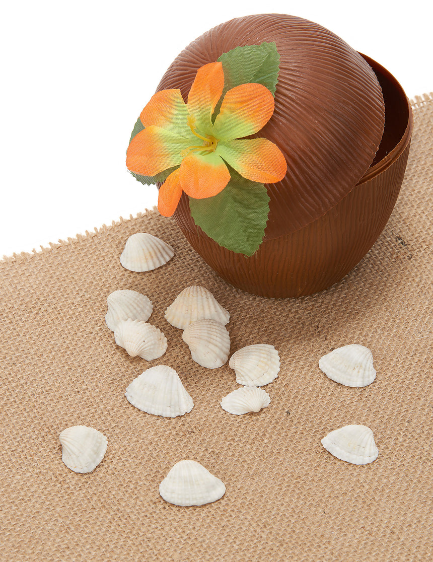 12 coquillages de décoration en plastique 3 x 2,5 cm beiges thème marin
