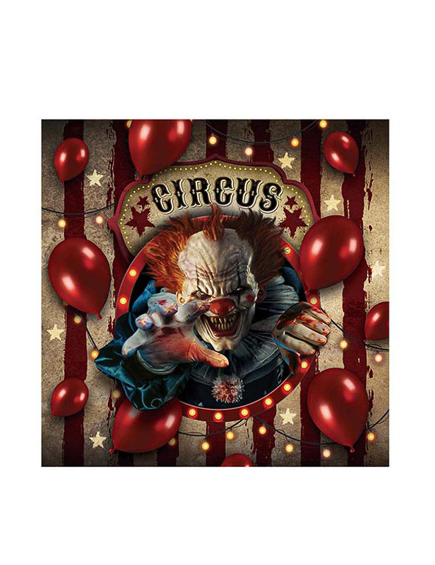 12 Serviettes en papier clown d'Halloween 33 x 33 cm
