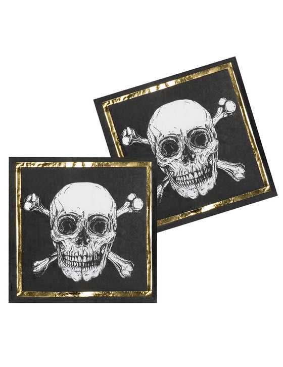 20 Serviettes en papier Pirate Jolly Roger 33 x 33 cm