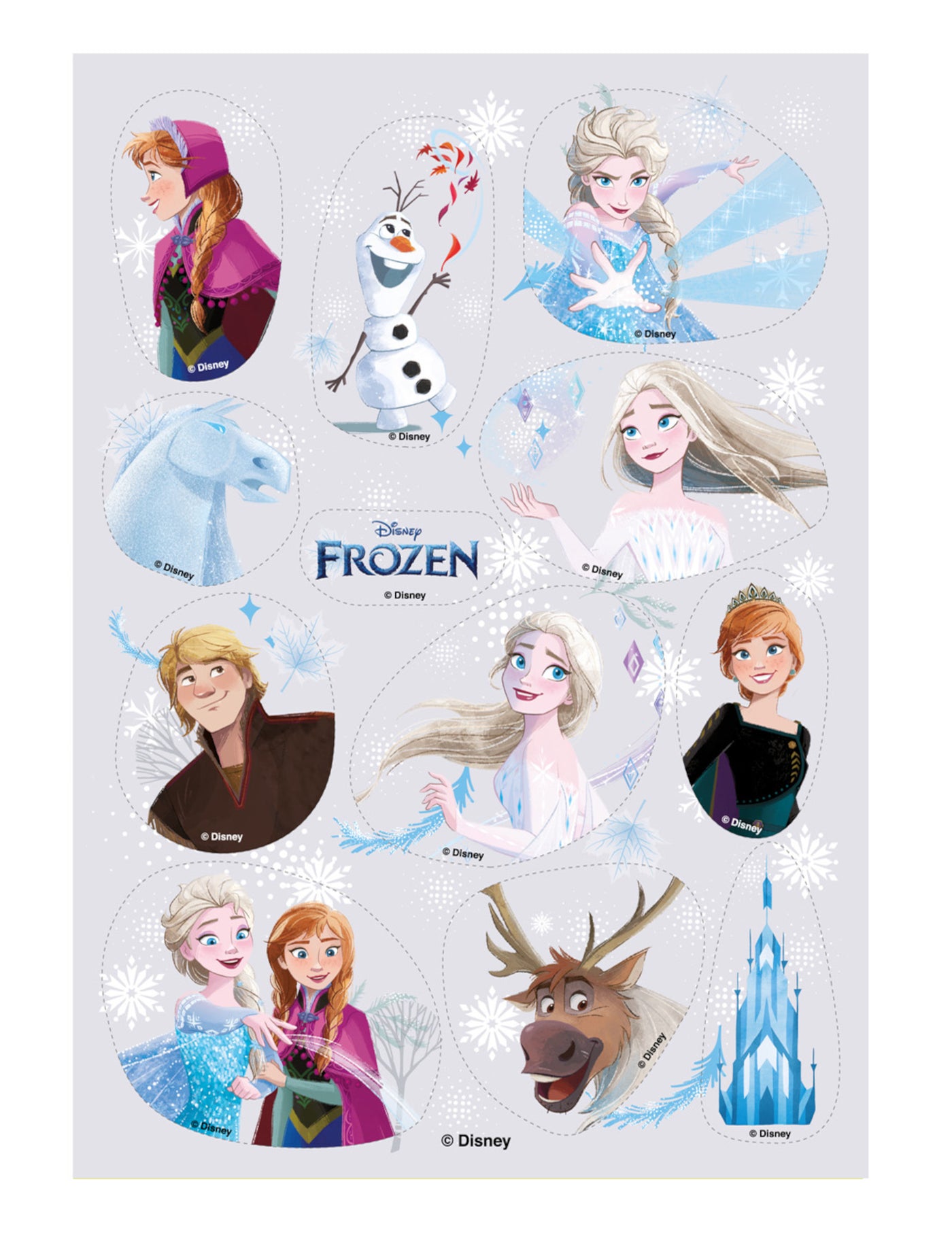 12 Mini disques en sucre La Reine des Neiges 3,4 cm